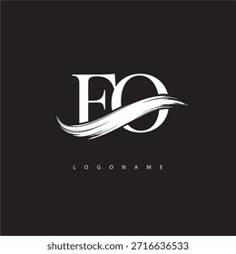 Logotipo del monograma de la letra de FO con la carrera del cepillo para la identidad moderna de la marca