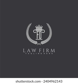 FO letter monogram logo for lawfirm with pillar  crown image design