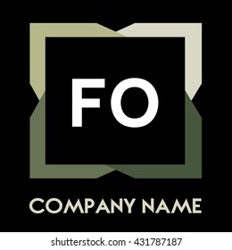 FO letters business logo creative  icon design template elements in abstract background logo, design identity in square with four colors, modern alphabet letters