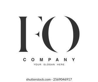 FO logo design. Initial letter f and o serif font style. Creative classic company name typography. Trendy logotype or identity. Vector illustration.