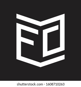 FO Logo Emblem Monogram With Shield Style Design Template Isolated On Black Background