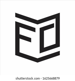 FO Logo Emblem Monogram With Shield Style Design Template Isolated On white Background