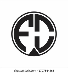 FO Logo monogram circle with piece ribbon style on white background