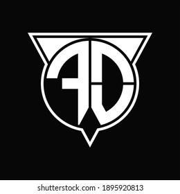 FO Logo monogram with circle shape and half triangle rounded on black background