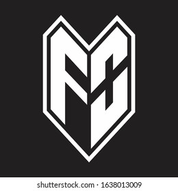FO Logo monogram with emblem line style isolated on black background