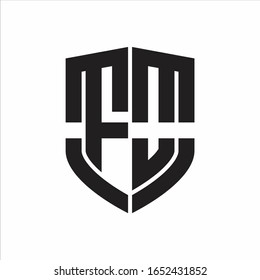 FO Logo monogram with emblem shield shape design isolated on white background