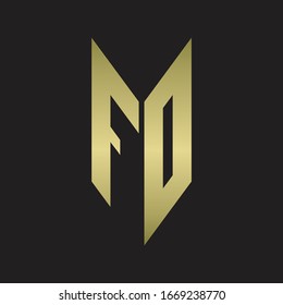 FO-Logo-Monogramm mit Emblem-Stil einzeln auf Golden