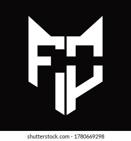 FO Logo monogram with fox head shape design template