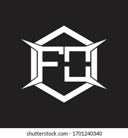 Monograma de logotipo FO con modelo hexagonal y de cuatro ejes