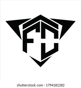 FO Logo monogram with wings arrow around design template on white background