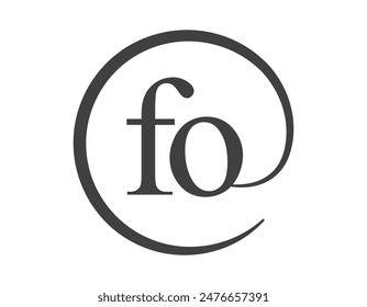 FO logo from two letter with circle shape email sign style. F and O round logotype of business company for brand identity.