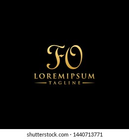 FO monogram Letter Logo Designs Templete with Gold and Black Background