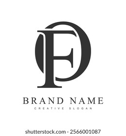 FO trendy logotype template. Initial letter f and o classic font style. Creative logo for company name or identity. Vector illustration.