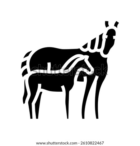 foal mare horse breeding glyph icon vector. foal mare horse breeding sign. isolated symbol illustration