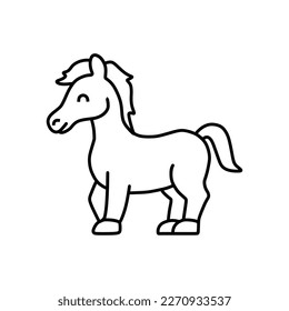 the foal walks with a happy smile