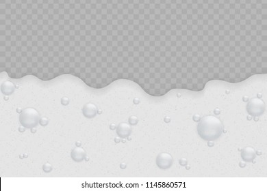 Foam background with bubbles on transparent background.Soap texture