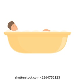 Foam bath icon cartoon vector. Warm water. Spa people