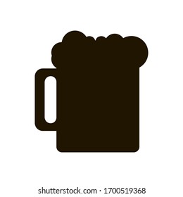 Icono de jarra de cerveza de espuma sobre fondo blanco. Ilustración, pasos 10.