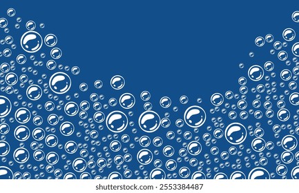 foam with blue background. soap bubbles vector illustration. bright blue background with bubbles.