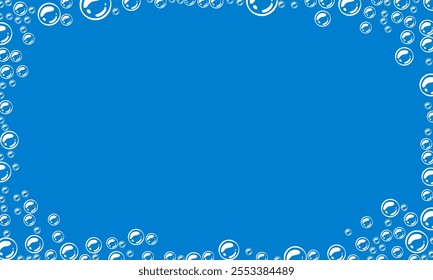 foam with blue background. soap bubbles vector illustration. bright blue background with bubbles.