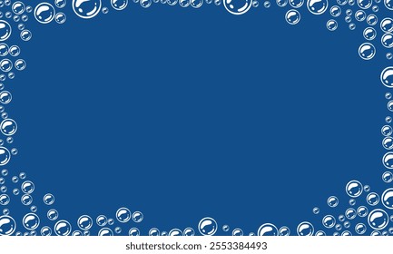 foam with blue background. soap bubbles vector illustration. bright blue background with bubbles.