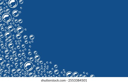 foam with blue background. soap bubbles vector illustration. bright blue background with bubbles.