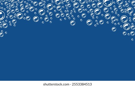 foam with blue background. soap bubbles vector illustration. bright blue background with bubbles.
