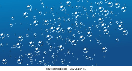 foam with blue background. soap bubbles vector illustration. bright blue background with bubbles.