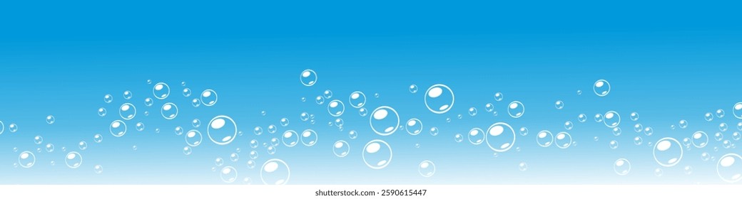foam with blue background. soap bubbles vector illustration. bright blue background with bubbles.
