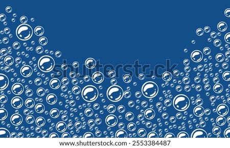 foam with blue background. soap bubbles vector illustration. bright blue background with bubbles.