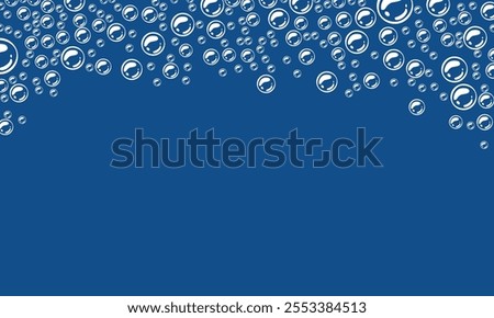 foam with blue background. soap bubbles vector illustration. bright blue background with bubbles.