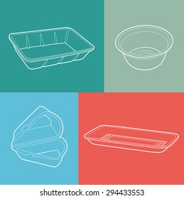 foam box. empty plastic container. vector illustration