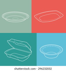 foam box. empty plastic container. vector illustration