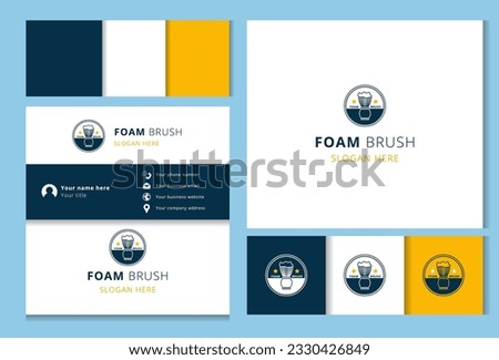 Foam brush logo design with editable slogan. Branding book and business card template.