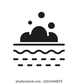 Foam Bubble on Skin for Deep Cleansing Silhouette Icon. Cream, Gel, Shampoo, Mousse on Face, Body Skin Glyph Pictogram. Skin Cosmetic Procedure Icon. Isolated Vector Illustration.