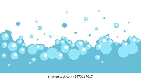 Foam bubble soap bath laundry shampoo concept. Vector flat graphic design illustration
