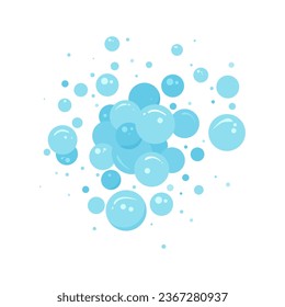 Foam bubble vector water icon, blue soap, bath shampoo suds splash. Wash, laundry, clean underwater. Soda, carbonated fun illustration