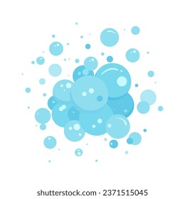 Foam bubble vector water icon, blue soap, bath shampoo suds splash. Laundry, wash soapy, clean underwater. Soda, carbonated fun illustration isolated on white background