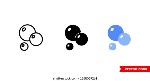 Foam bubbles icon of 3 types: color, black and white, outline. Isolated vector sign symbol.