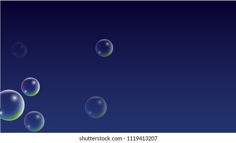 Foam bubbles with Rainbow Reflection. Set of Realistic Soap or Foam Bubbles for Your Design. Shampoo or Foam Cosmetic Flyer and Invite. Bubble with Hologram Reflection. Isolated Vector Illustration.