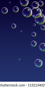Foam bubbles with Rainbow Reflection. Set of Realistic Soap or Foam Bubbles for Your Design. Shampoo or Foam Cosmetic Flyer and Invite. Bubble with Hologram Reflection. Isolated Vector Illustration.