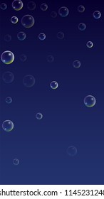 Foam bubbles with Rainbow Reflection. Set of Realistic Soap or Foam Bubbles for Your Design. Shampoo or Foam Cosmetic Flyer and Invite. Bubble with Hologram Reflection. Isolated Vector Illustration.