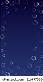 Foam bubbles with Rainbow Reflection. Set of Realistic Soap or Foam Bubbles for Your Design. Shampoo or Foam Cosmetic Flyer and Invite. Bubble with Hologram Reflection. Isolated Vector Illustration.