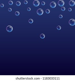 Foam bubbles with Rainbow Reflection. Set of Realistic Soap or Foam Bubbles for Your Design. Shampoo or Foam Cosmetic Flyer and Invite. Bubble with Hologram Reflection. Isolated Vector Illustration.