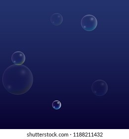 Foam bubbles with Rainbow Reflection. Set of Realistic Soap or Foam Bubbles for Your Design. Shampoo or Foam Cosmetic Flyer and Invite. Bubble with Hologram Reflection. Isolated Vector Illustration.