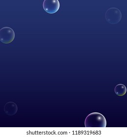 Foam bubbles with Rainbow Reflection. Set of Realistic Soap or Foam Bubbles for Your Design. Shampoo or Foam Cosmetic Flyer and Invite. Bubble with Hologram Reflection. Isolated Vector Illustration.