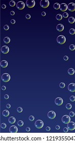 Foam bubbles with Rainbow Reflection. Set of Realistic Soap or Foam Bubbles for Your Design. Shampoo or Foam Cosmetic Flyer and Invite. Bubble with Hologram Reflection. Isolated Vector Illustration.