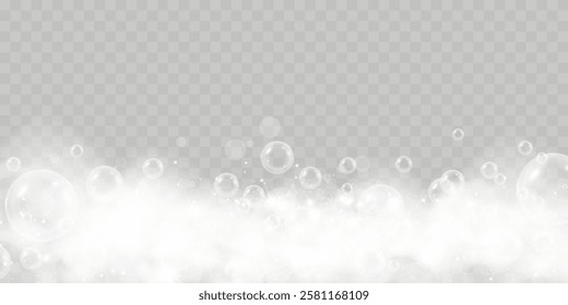 	
Foam bubbles sparkle glitter shine glow with foamy mist, sparkling stars, and shiny glow on a transparent checkered background.	
