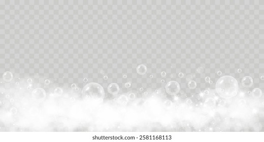 	
Foam bubbles sparkle glitter shine glow with foamy mist, sparkling stars, and shiny glow on a transparent checkered background.	
