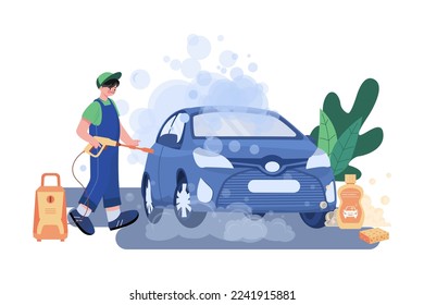 Foam Car Wash Illustration concept on white background